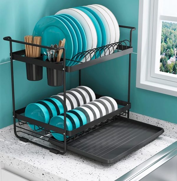 Multi-functional Two Tier Plate Rack/Dish Drainer - Image 2
