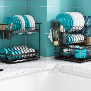 Multi-functional Two Tier Plate Rack/Dish Drainer