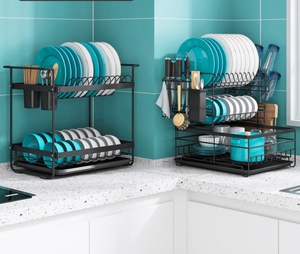 Multi-functional Two Tier Plate Rack/Dish Drainer